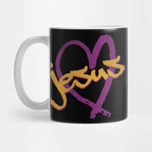 I Love Jesus Vintage 80's & 90's Purple and Dijon Mug